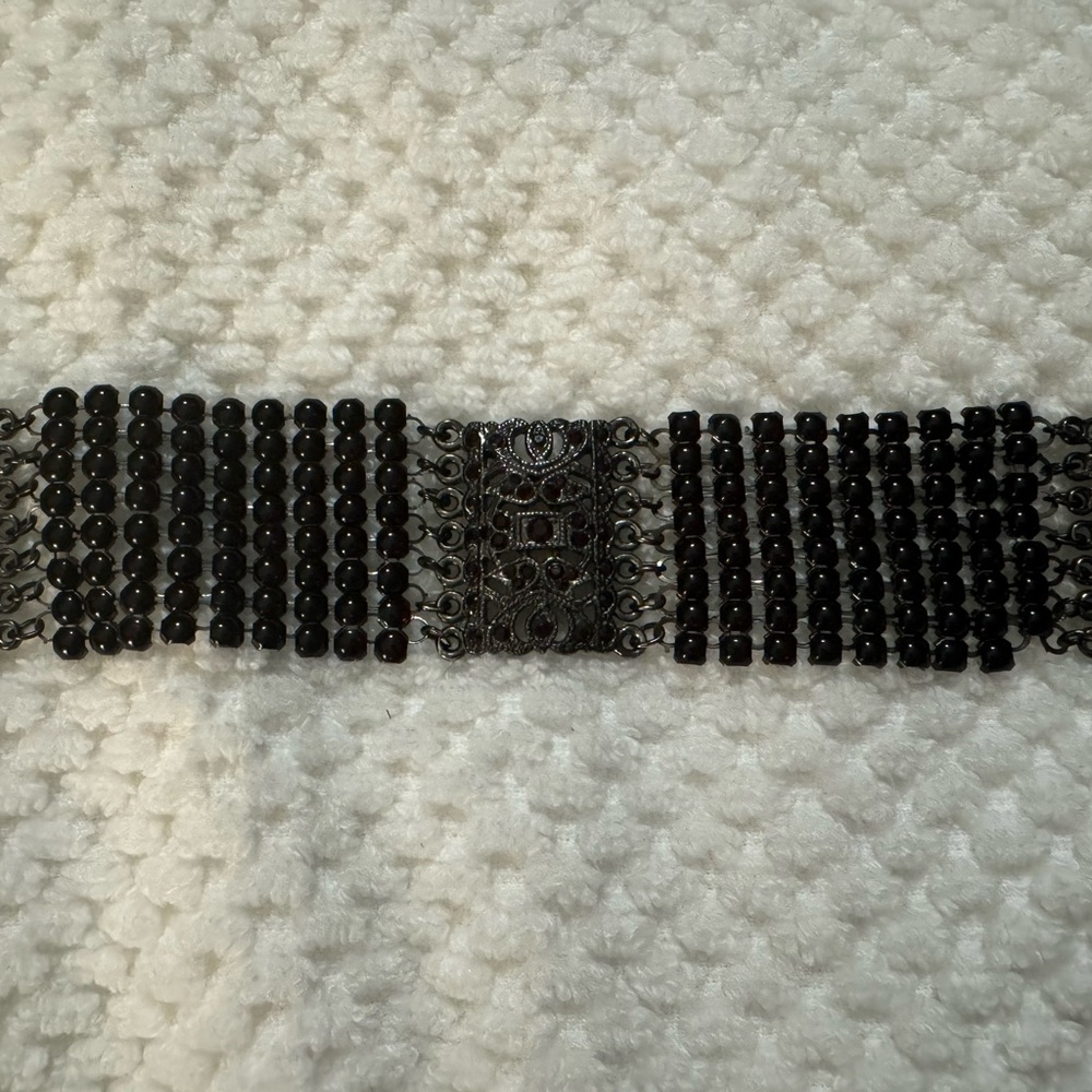 Thick and Dark Red Beaded Bracelet